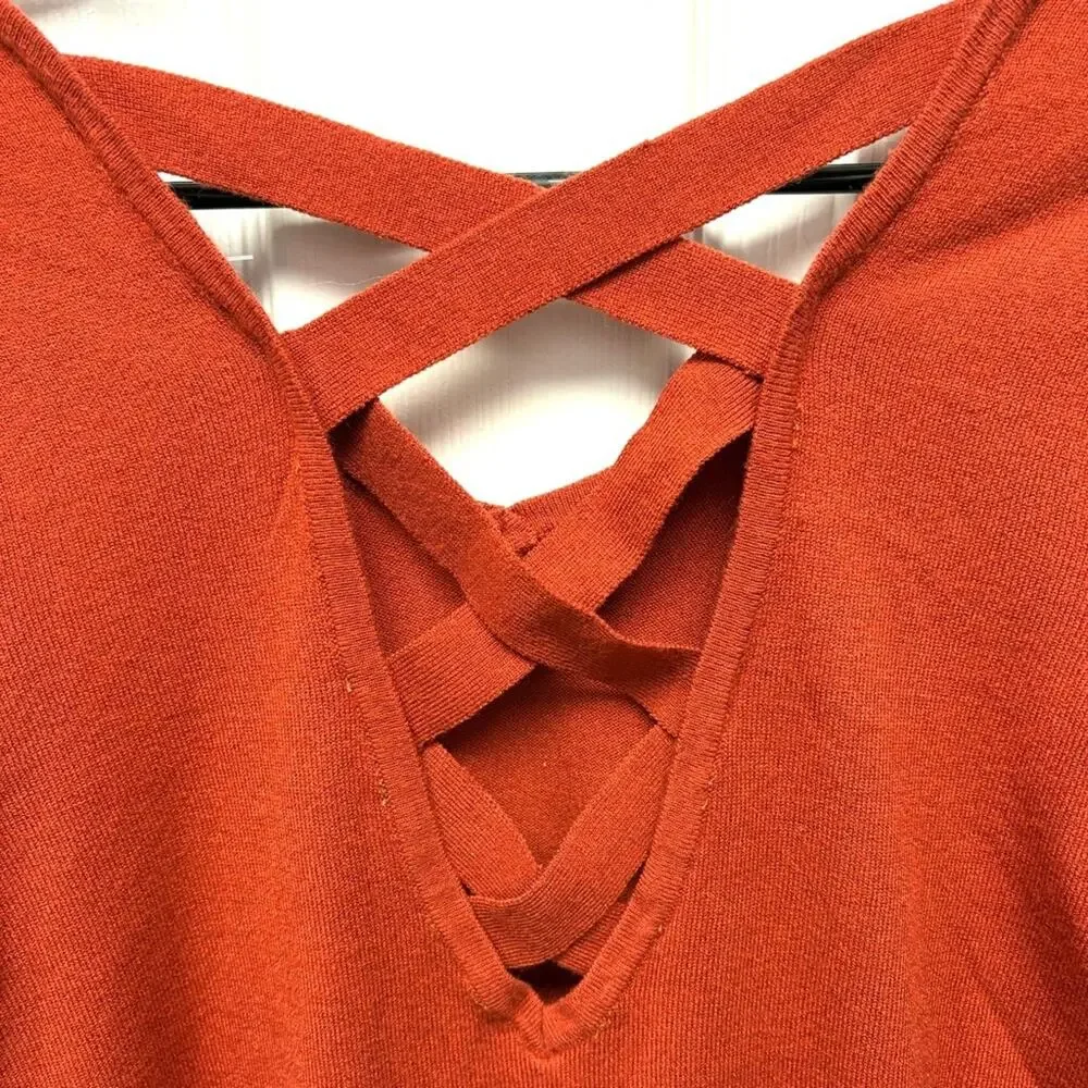 Love Ellie Sweater, Criss Cross Straps, V Neck, Long Sleeves, Size S, NWOT
